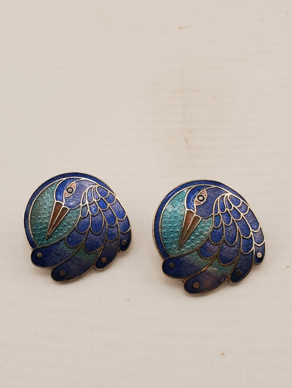 Cloisonne' Peacock Earrings